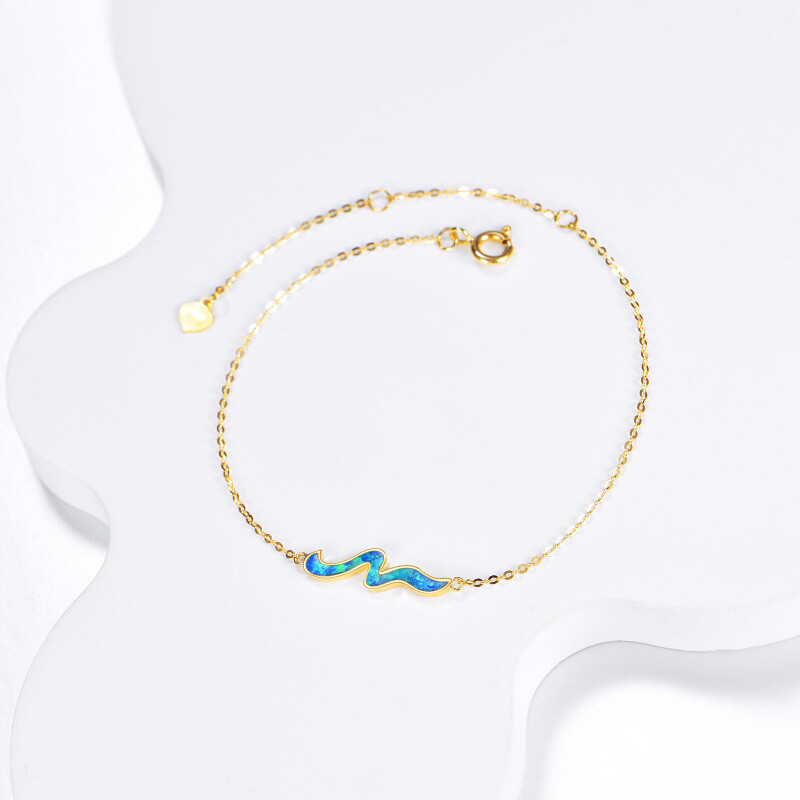 18K Gold Opal Waves Charm Bracelet-3