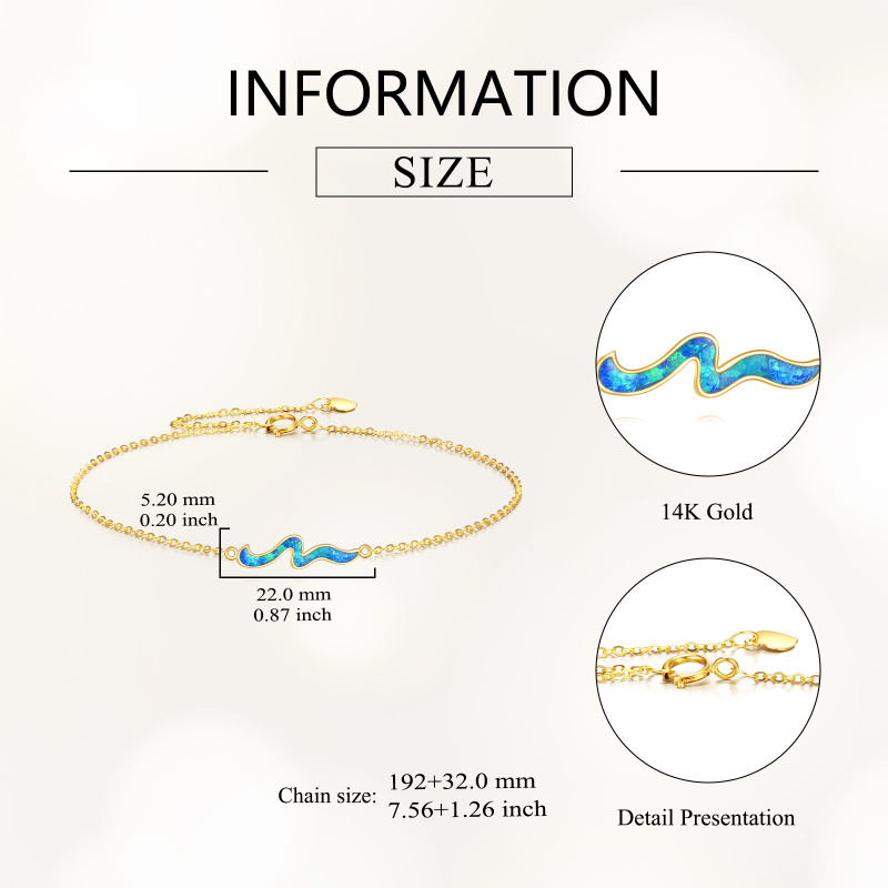 18K Gold Opal Waves Charm Bracelet-4