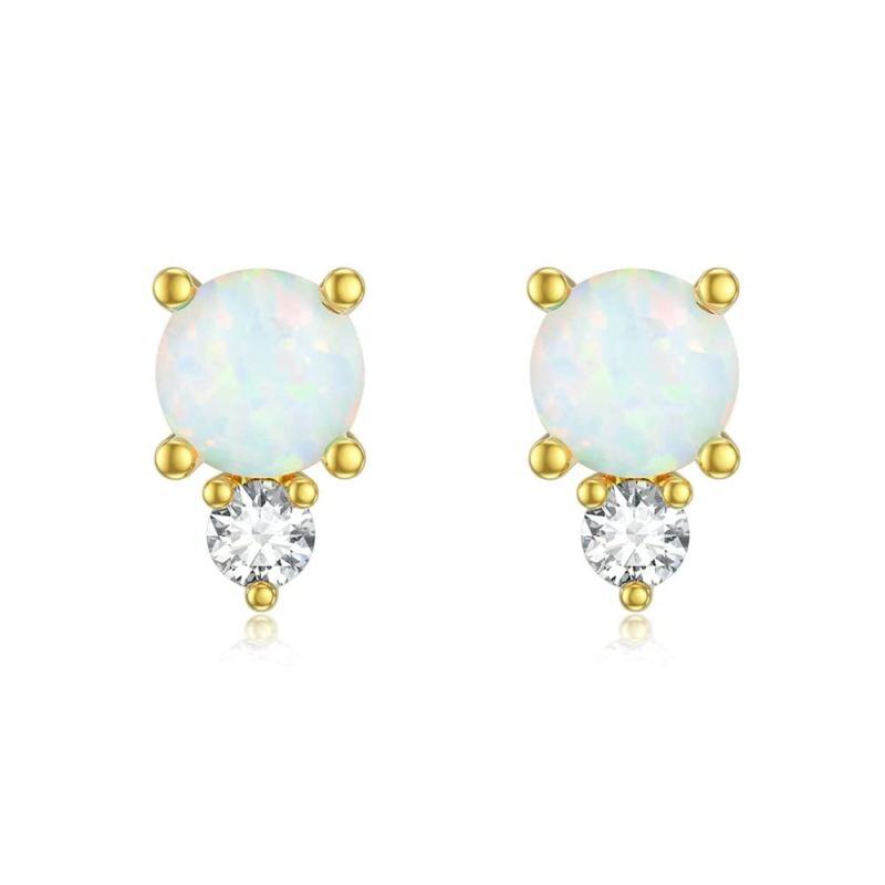 Boucles d'oreilles à clous en or 14 carats avec opale et moissanite, représentant un couple et une grand-mère-1