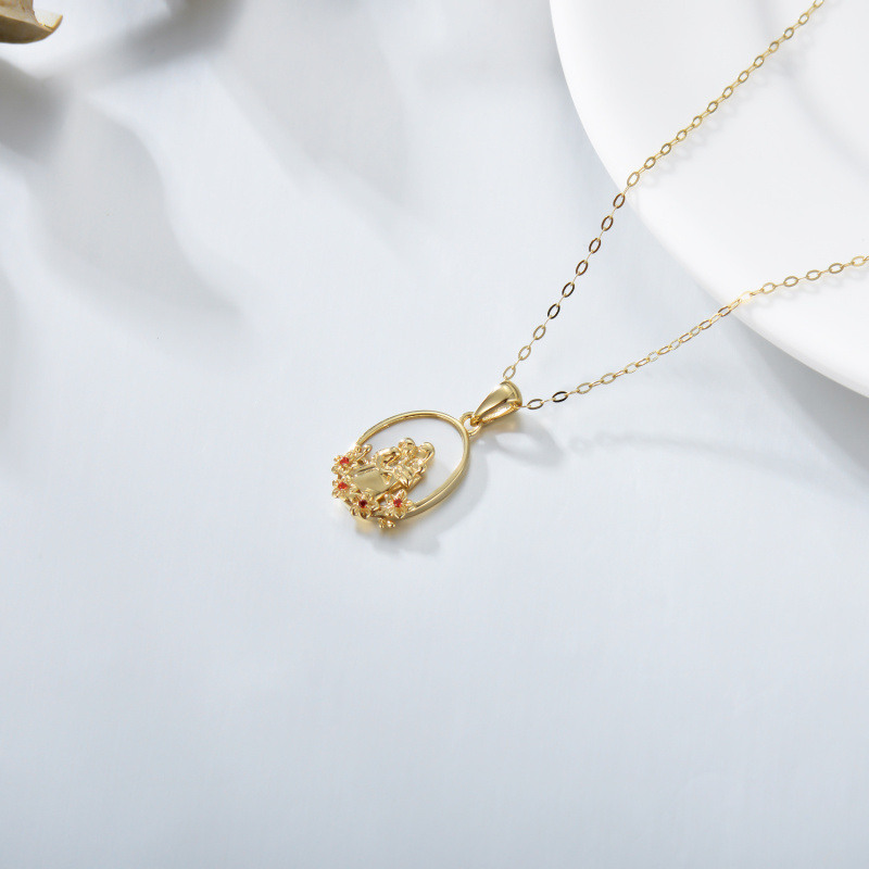 Halskette mit ovalem Abalone-Schalentier-Kubikzirkonia-Anhänger aus 14-karätigem Gold für Eltern und Kinder für Mutter-4