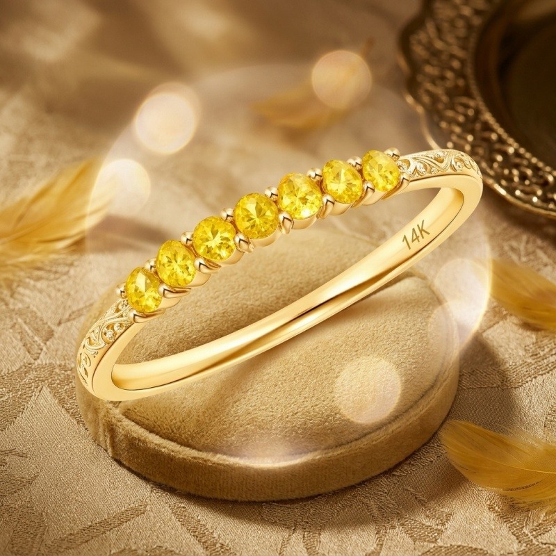 10K Gold Oval Cut Citrine Wedding Ring-3