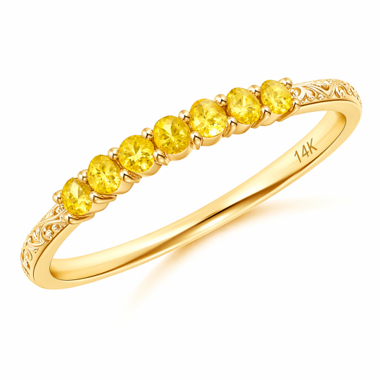 Anillo de boda de oro de 14 quilates con citrino talla ovalada