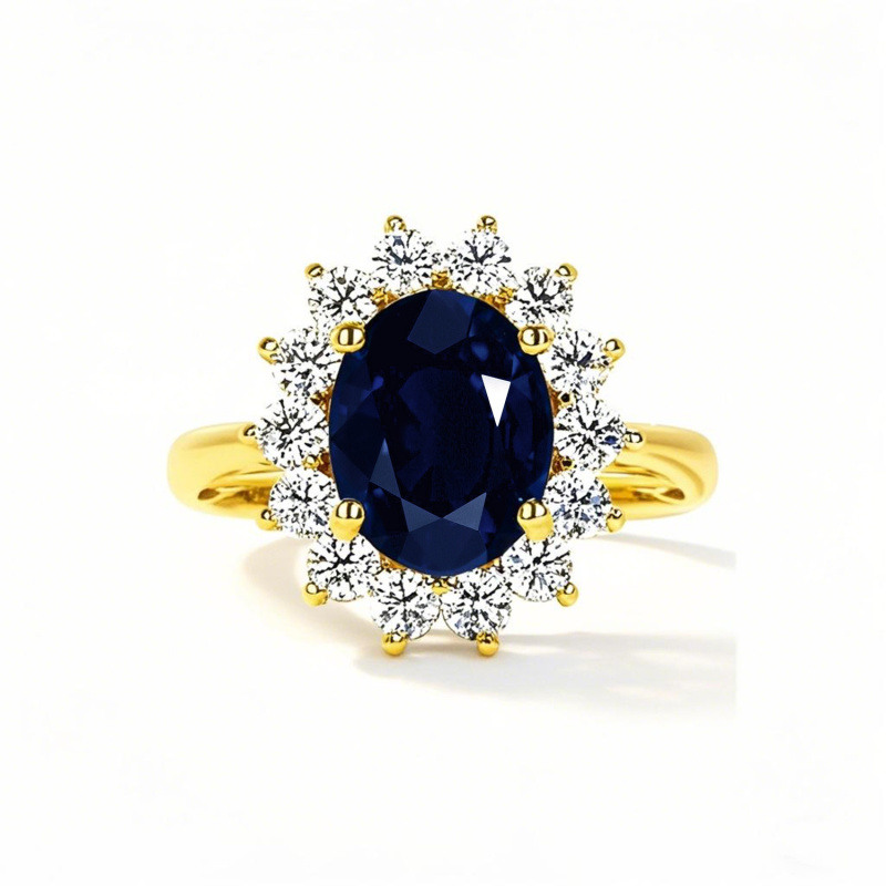 Anillo de compromiso personalizado con gema, corte ovalado, oro de 14 quilates-1