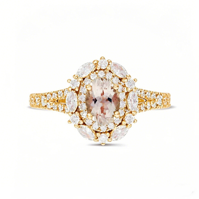 Anillo de compromiso personalizado de oro de 18 quilates con corte ovalado y gema, anillo de aniversario-1