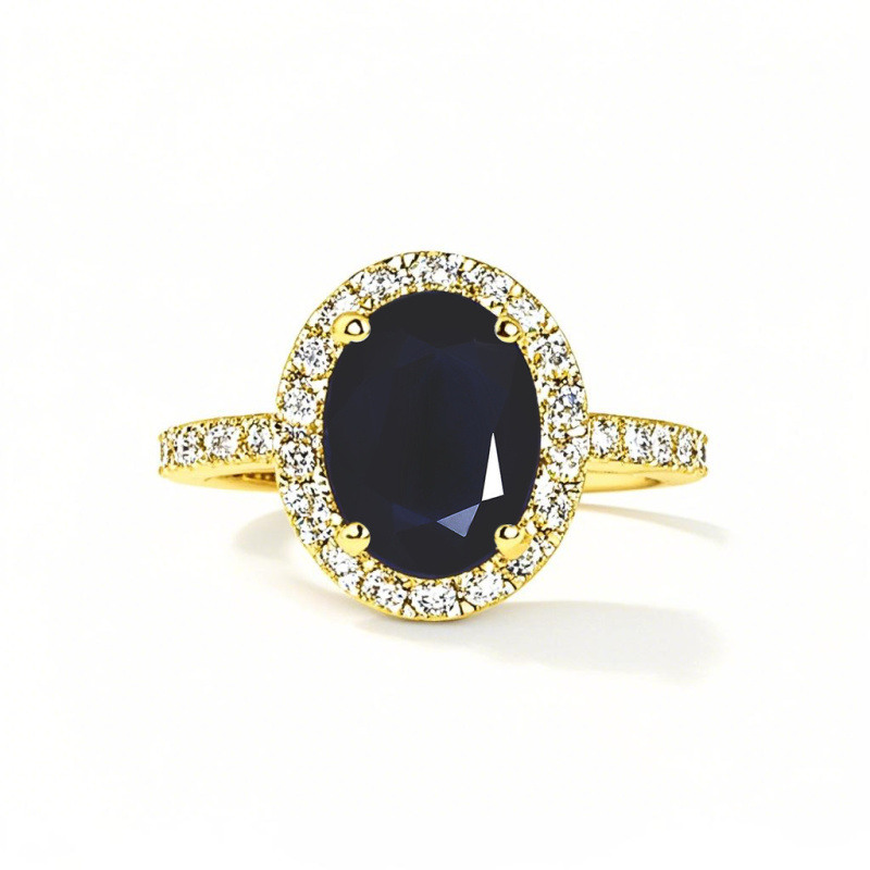 Anillo de compromiso personalizado con gema, corte ovalado, oro de 18 quilates-1