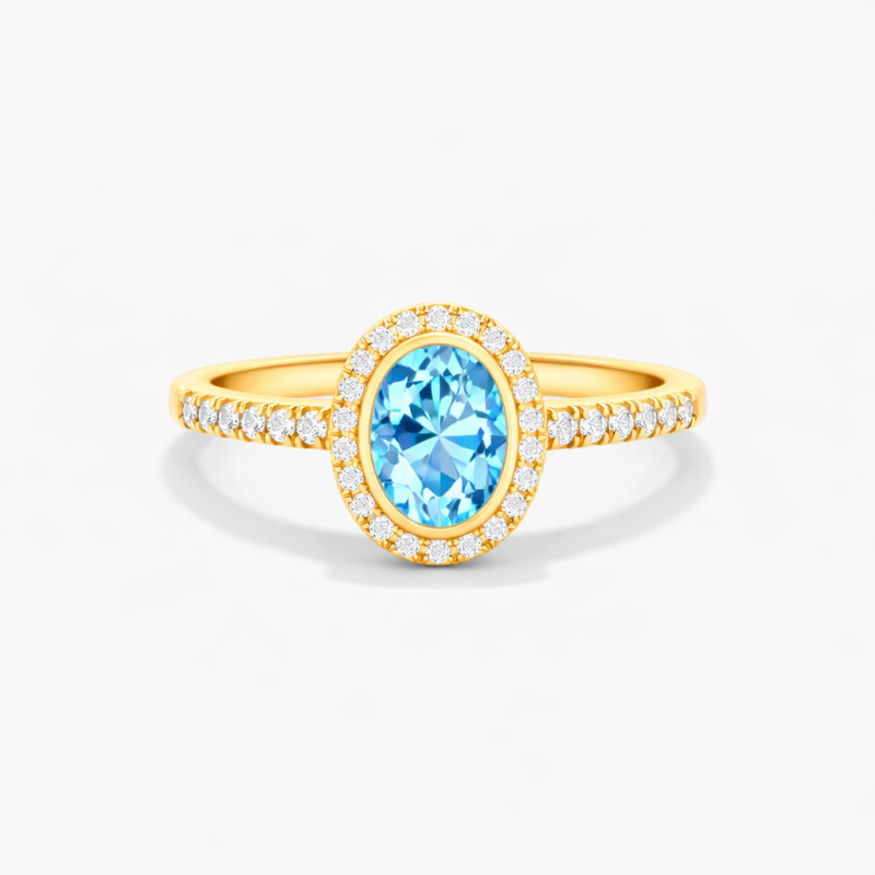Bague de fiançailles en or 10K à taille ovale-2