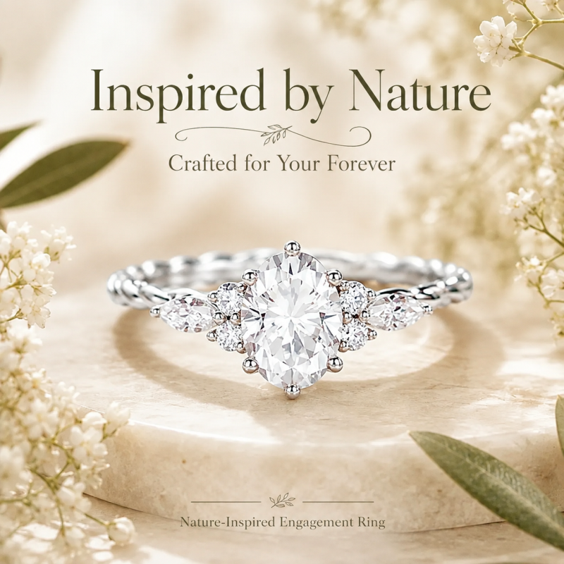 Bague de fiançailles personnalisée en or 18 carats avec moissanite taille ovale et gravure,-4