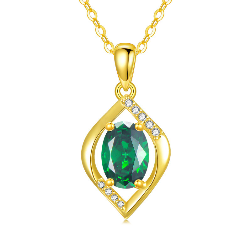 Collier pendentif ovale en or 14 carats avec tanzanite et symbole de l'infini-1