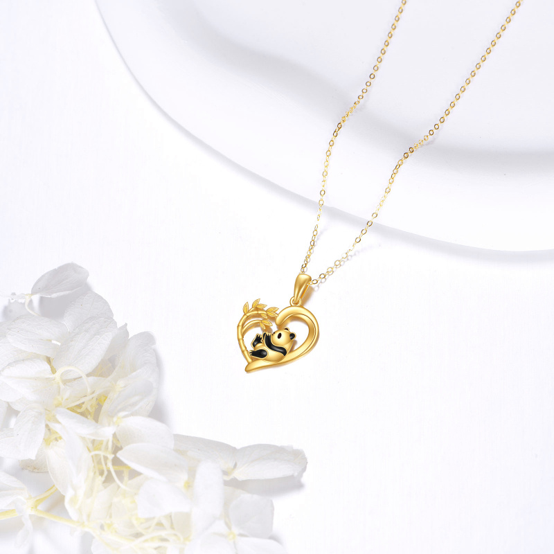 18K Gold Panda & Bamboo Pendant Necklace-3