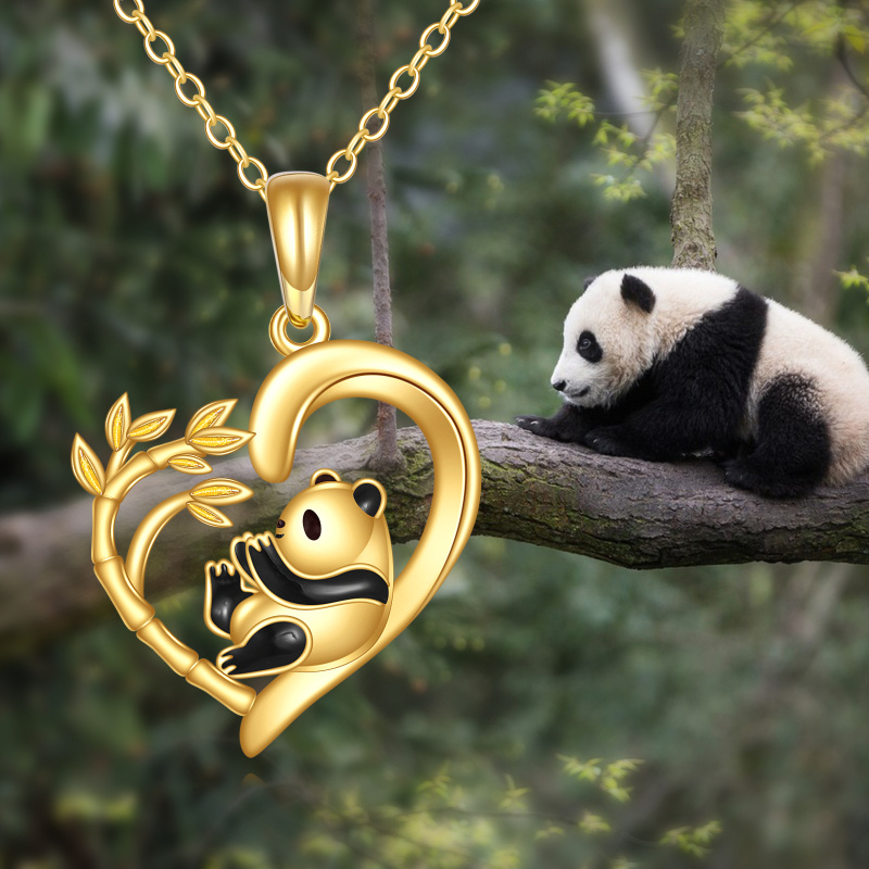 18K Gold Panda & Bamboo Pendant Necklace-5
