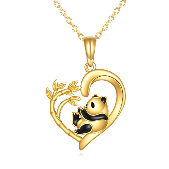 10K Gold Panda & Bamboo Pendant Necklace