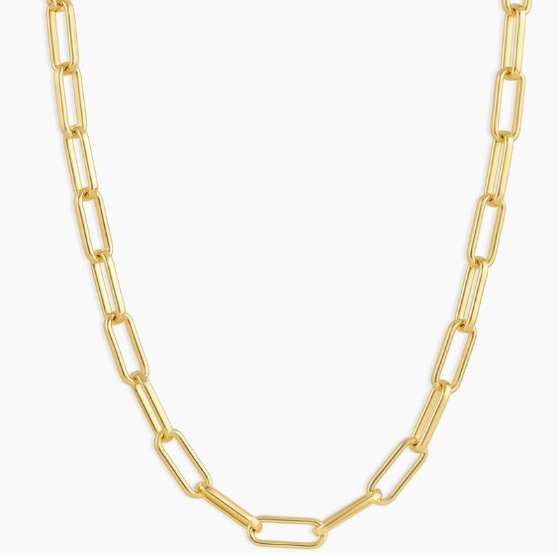 Halskette aus 10-karätigem Gold mit Büroklammerkette-4
