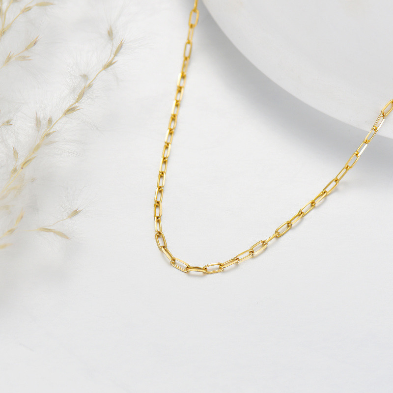 18K Gold Paperclip Chain Necklace-4