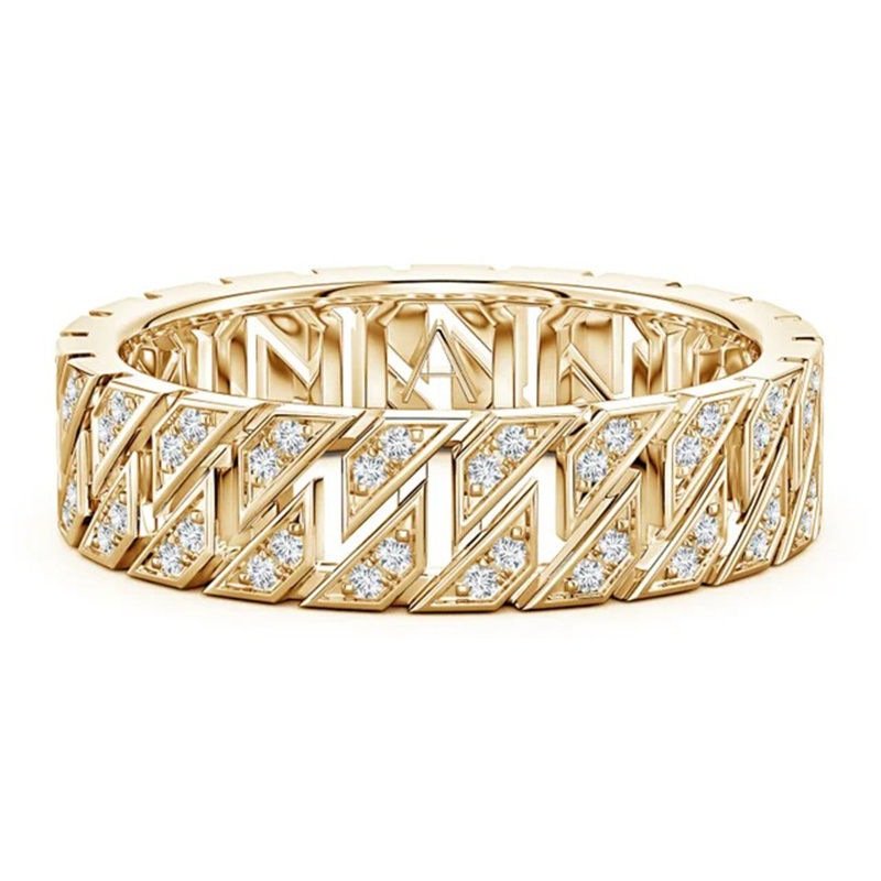 10K Gold Pavé-Set Lab-Grown Diamond Octagon-Shaped Wedding Ring for Men-20