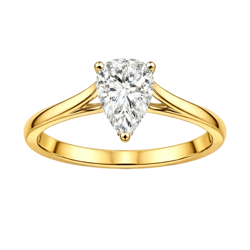 Anillo de compromiso de oro de 14 quilates con moissanita talla pera-1