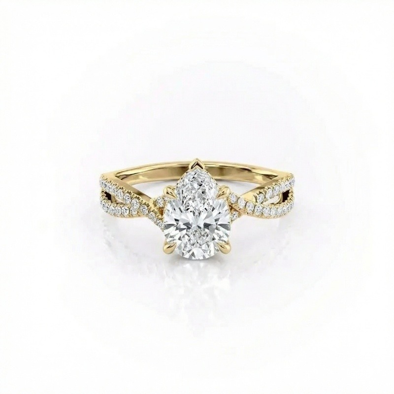 Anillo de bodas de oro de 14 quilates con talla pera-1