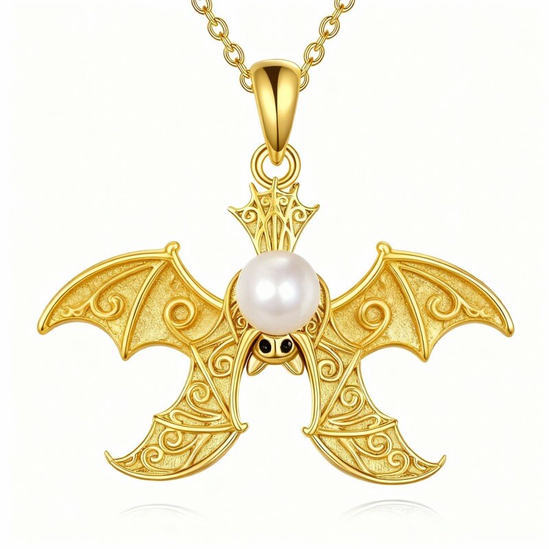 Collier pendentif chauve-souris en or 18 carats et perle-1