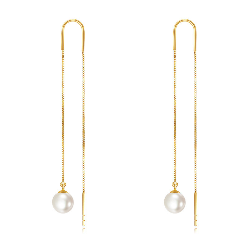 Boucles d'oreilles grimpantes en perles et perles d'or 10 carats-1