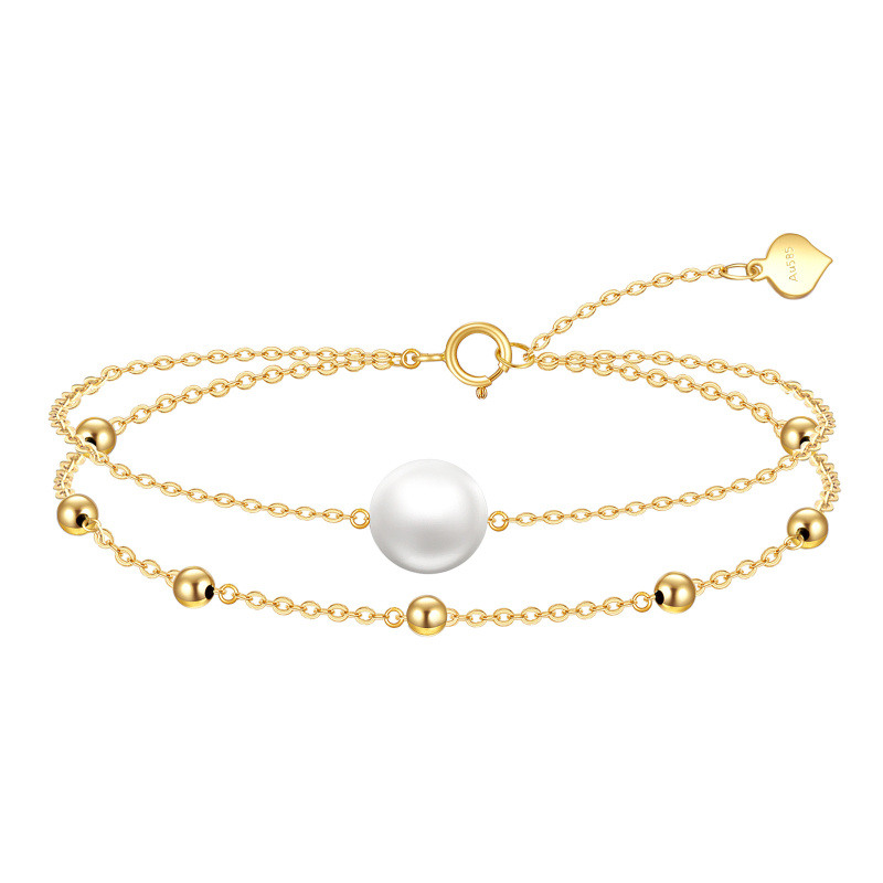 18-karätiges Goldperlenarmband mit mehreren Lagen-1