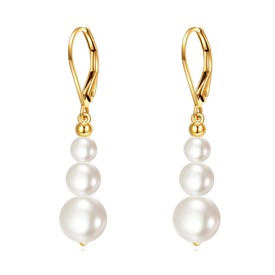 Pendientes colgantes de perla de oro de 10 quilates