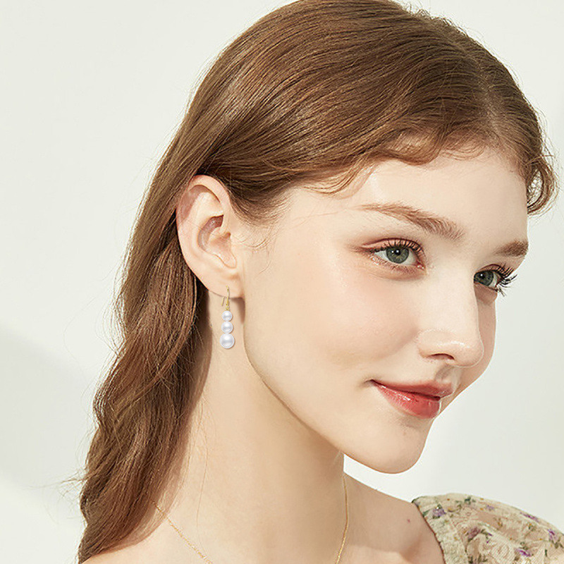 Pendientes colgantes de perla de oro de 10 quilates-2