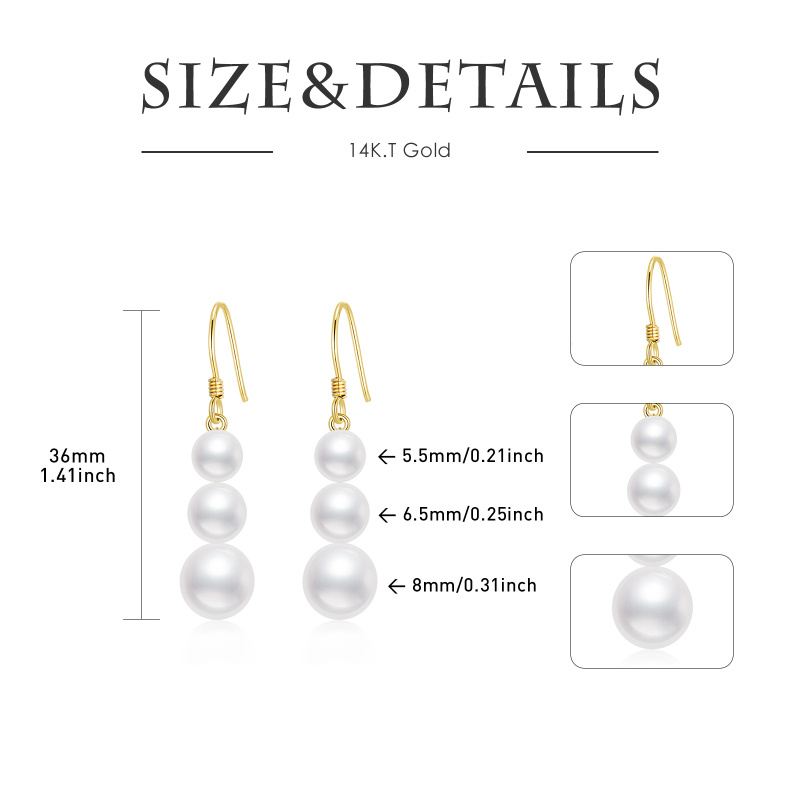 Pendientes colgantes de perla de oro de 10 quilates-5