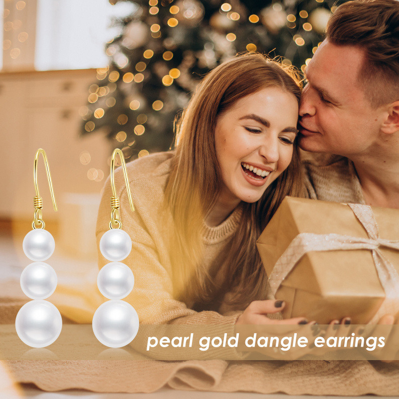 Pendientes colgantes de perla de oro de 10 quilates-6