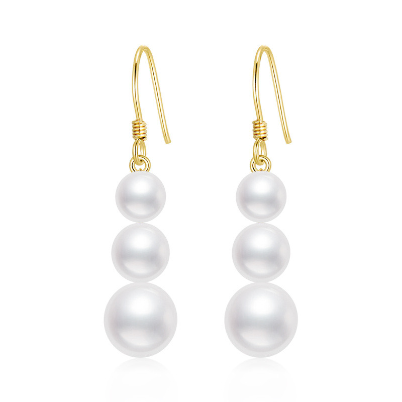 Pendientes colgantes de perla de oro de 10 quilates-1