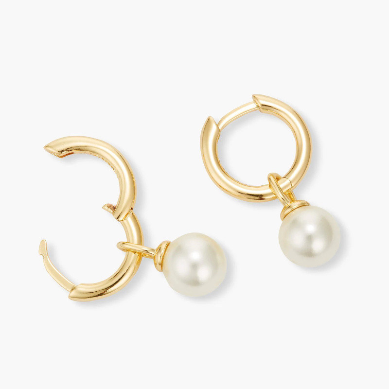 Pendientes de gota de perlas de oro de 14 quilates para hombres-3