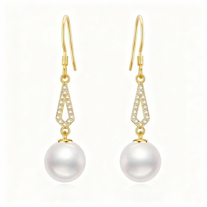Pendientes colgantes de oro de 18 quilates con forma de perla-1