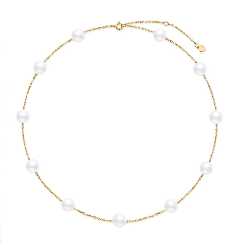Collar gargantilla metálica con perlas Ginsberg de oro de 18 quilates-1