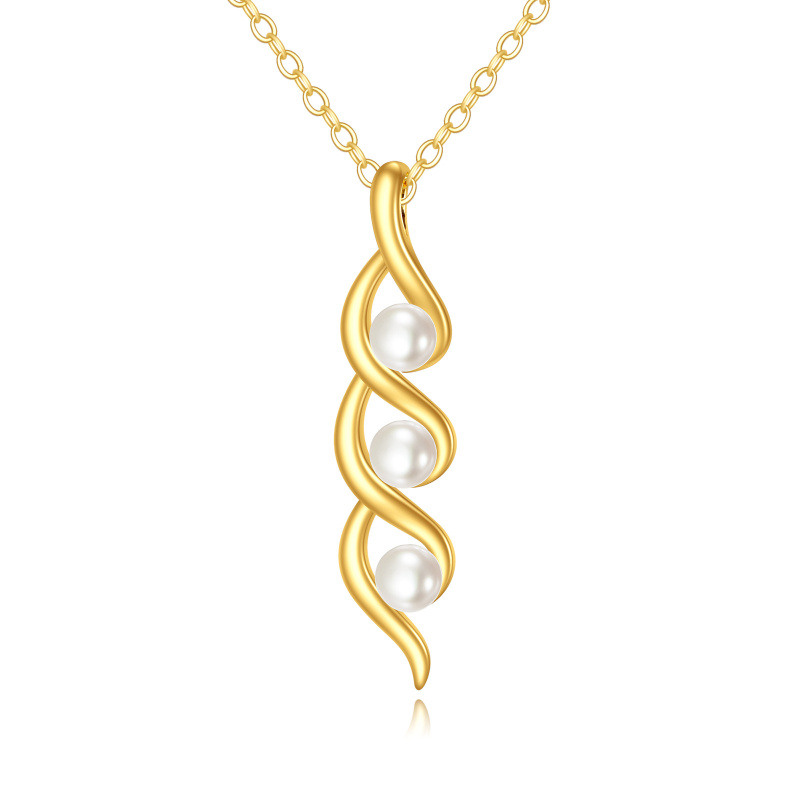 14K Gold Pearl Pendant Necklace-1