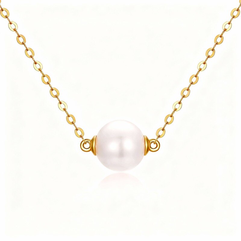 Collar con colgante redondo de perla en oro de 10 quilates-1