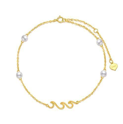18K Gold Pearl Spray Charm Bracelet-1