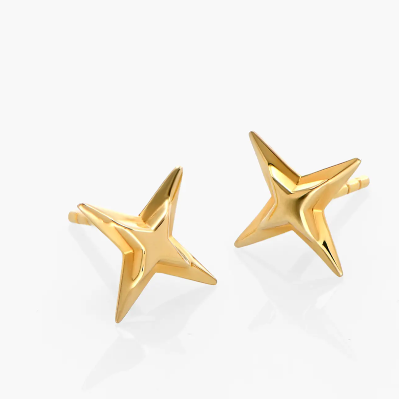 18Kゴールド 五芒星スタッドピアス（レディース）-1