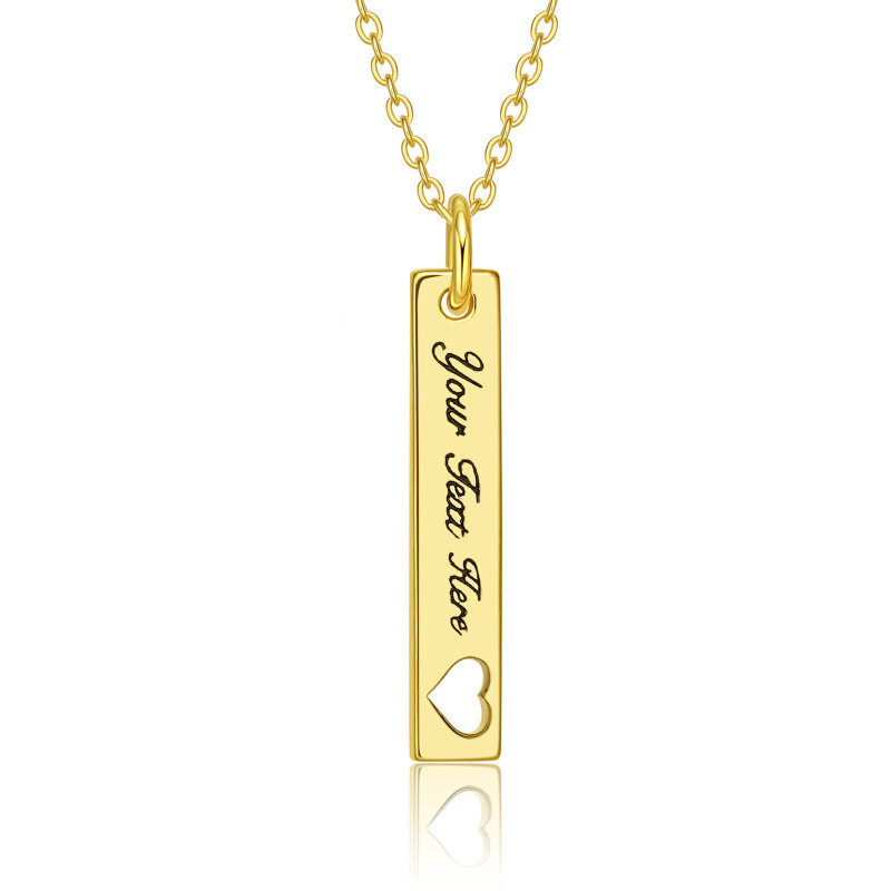 Collar con barra de piedra natal personalizada en oro de 14 quilates-1