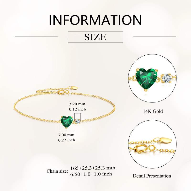 Bracelet à breloques en or 10K personnalisé avec pierre de naissance-4