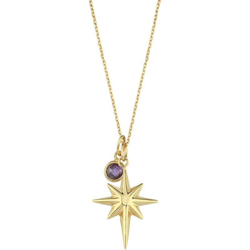 Collar con colgante de brújula personalizado con piedra natal en oro de 14 quilates-1