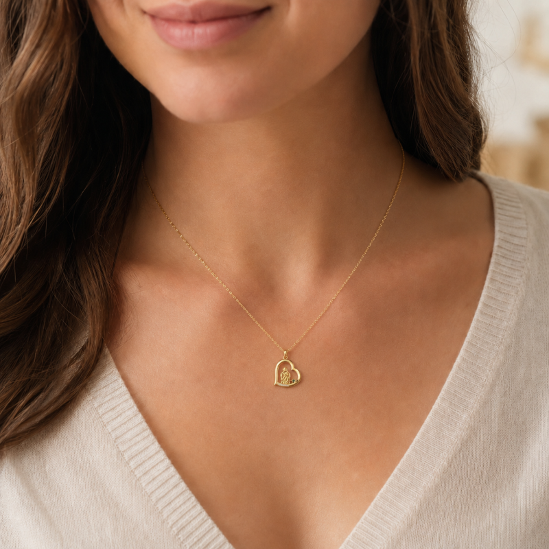 Collier pendentif en or 14K personnalisable avec pierre de naissance gravable, pour père et fille-2