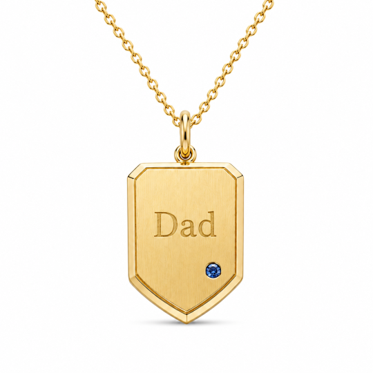 Collier pendentif personnalisé en argent sterling plaqué or jaune avec pierre de naissance gravable pour homme