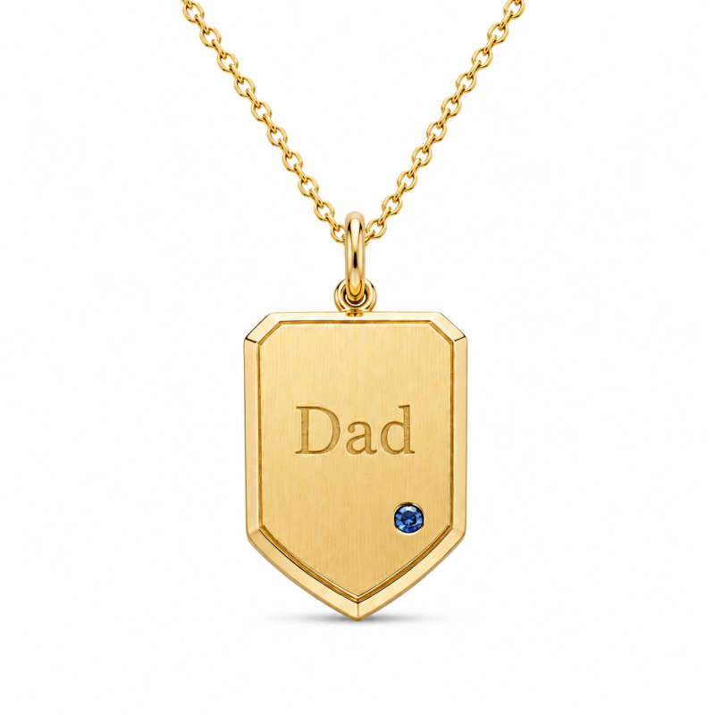 Sterling Silver with Yellow Gold Plated Personalized Birthstone & Engravable Pendant Necklace for Men-13