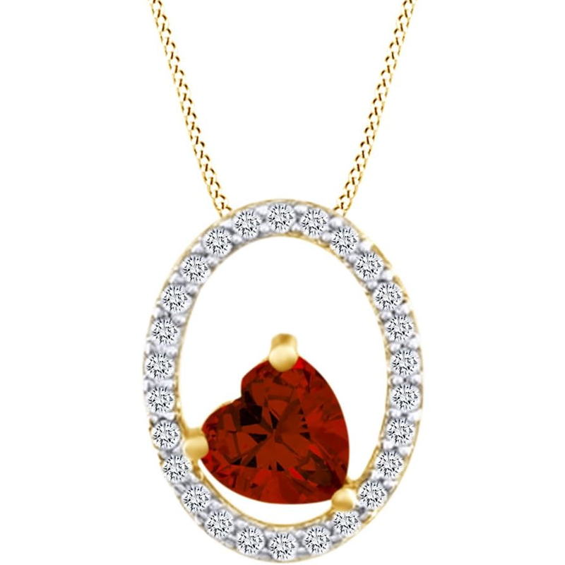 Collier en or 18 carats personnalisé avec pierre de naissance et cœur pour femme-1
