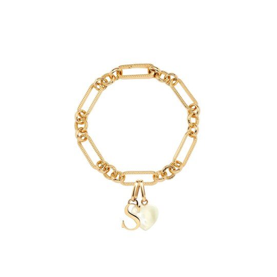 10K Gold Personalized Birthstone & Initial Letter Charm Bracelet