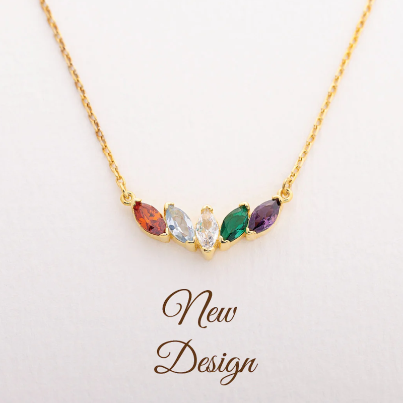 Gold Vermeil Personalized Birthstone & Mother & Sisters Pendant Necklace-6