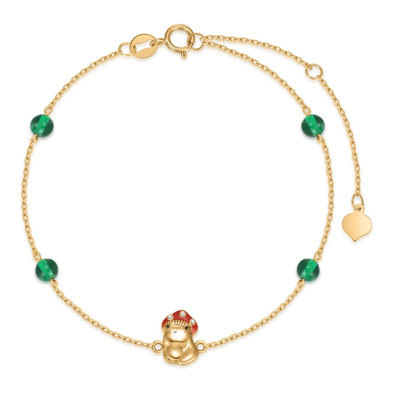 Goldenes Vemei Armband mit personalisiertem Geburtsstein-Pilzanhänger für Damen-18