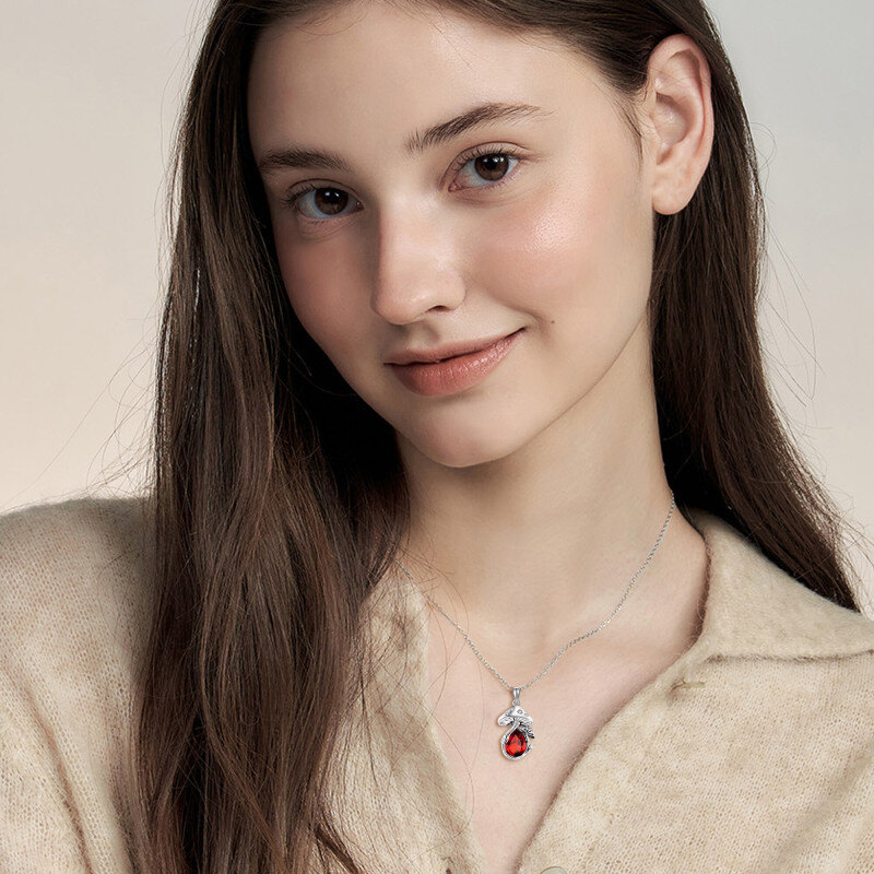 Collier champignon en argent sterling avec pierre de naissance personnalisée pour femme-2