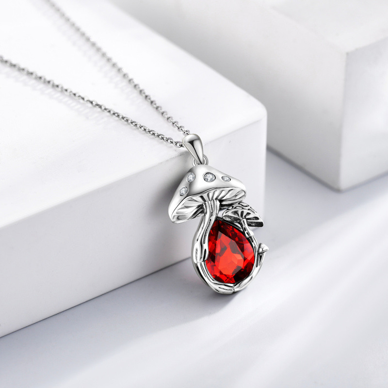 Collier champignon en argent sterling avec pierre de naissance personnalisée pour femme-3