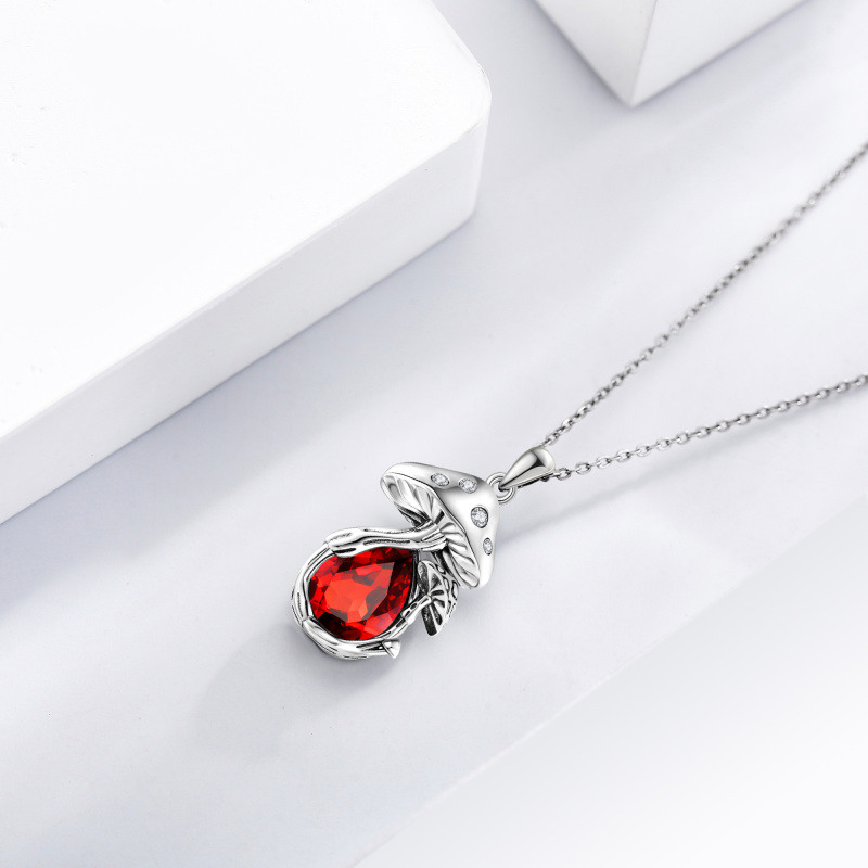 Collier champignon en argent sterling avec pierre de naissance personnalisée pour femme-4
