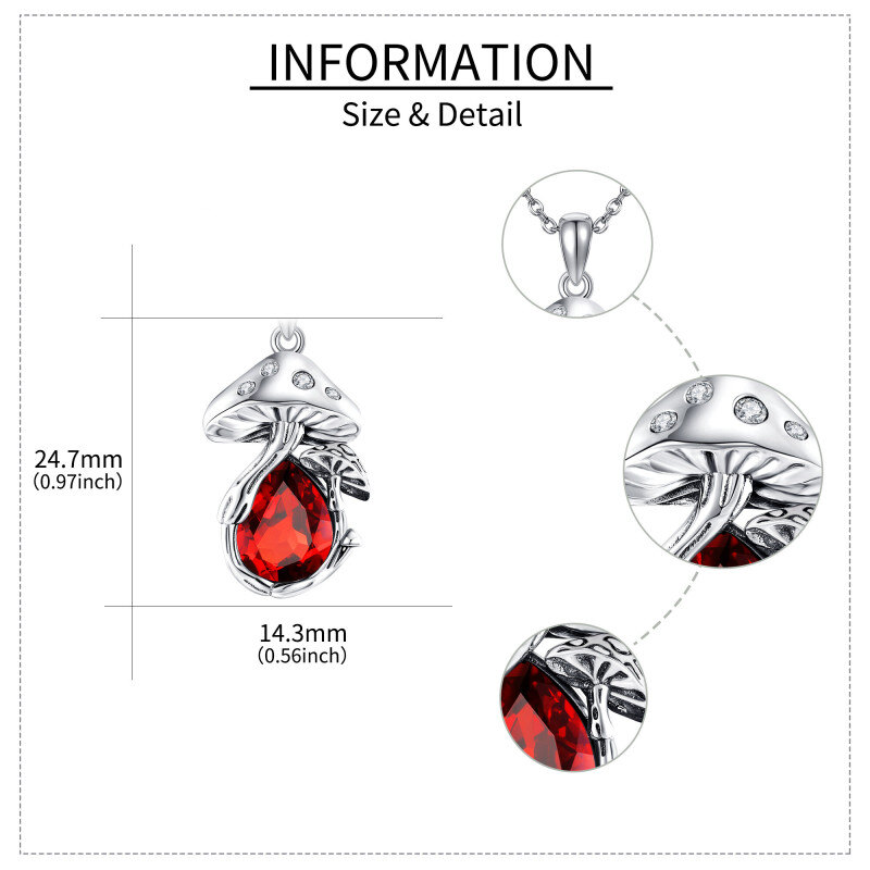 Collier champignon en argent sterling avec pierre de naissance personnalisée pour femme-5