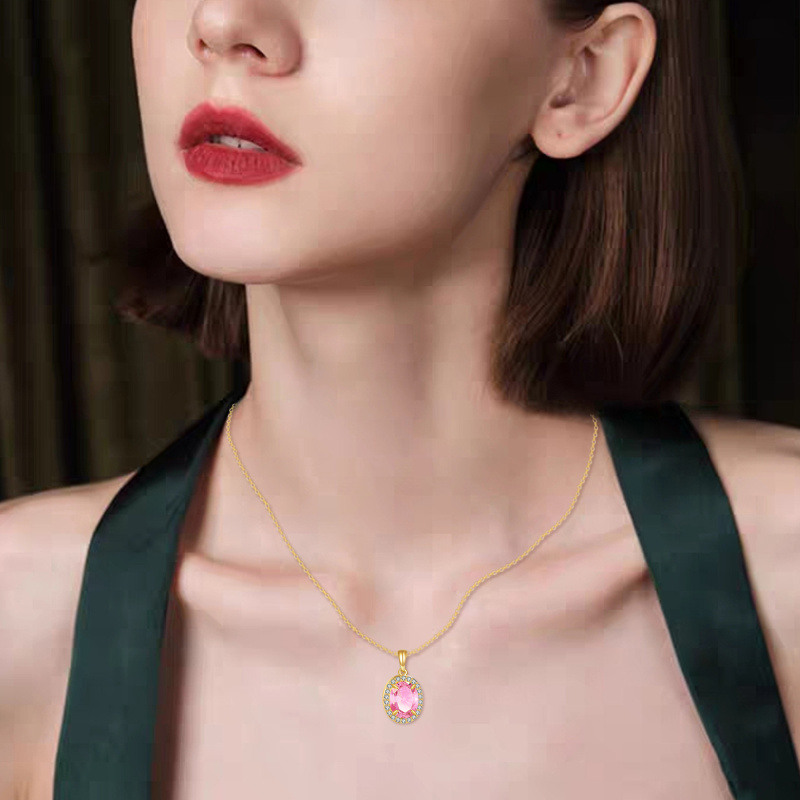 18K Gold Personalized Birthstone Pendant Necklace-2